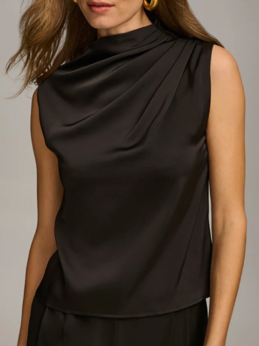 NWOT Size XL Donna Karan SLEEVELESS DRAPED MOCKNECK.